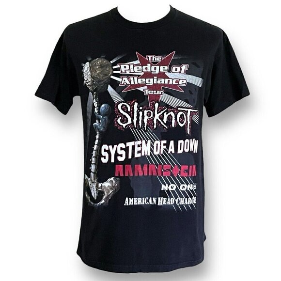 Vintage Slipknot Mens 2001 Tour T-Shirt Sz Large System Of A Down POA Rammstein - Picture 1 of 13